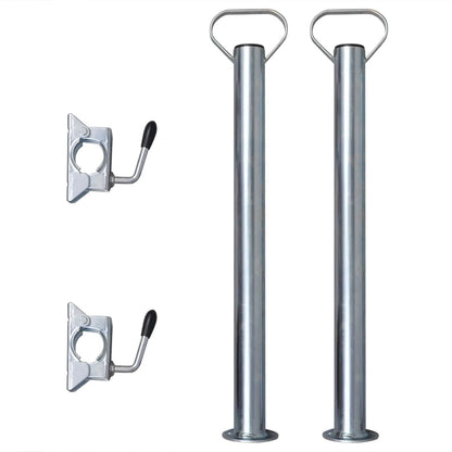 Trailer Jack Wheel 2.4" with 2 Support Tubes and 2 Split Clamps