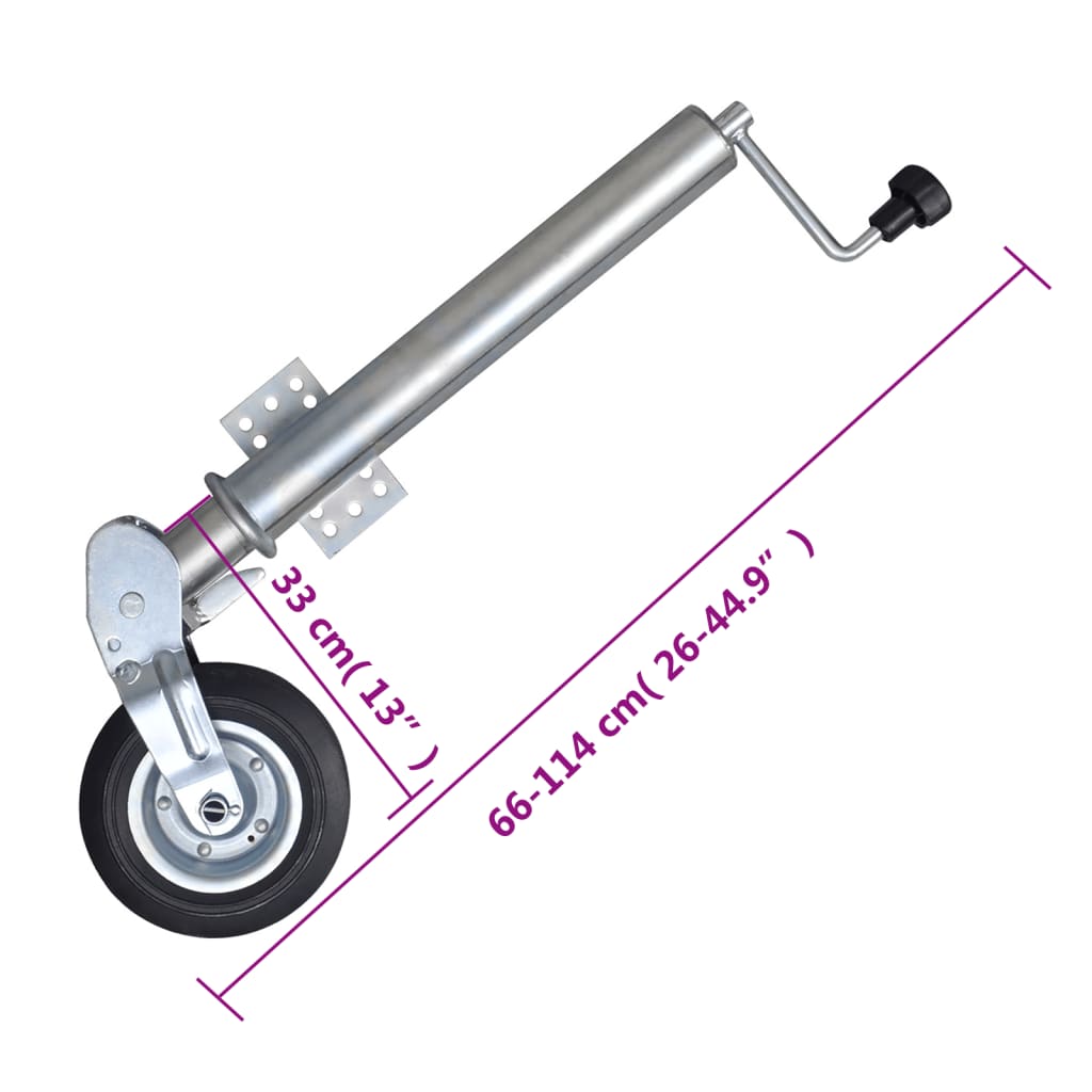 Trailer Jack Wheel 2.4" with 2 Support Tubes and 2 Split Clamps