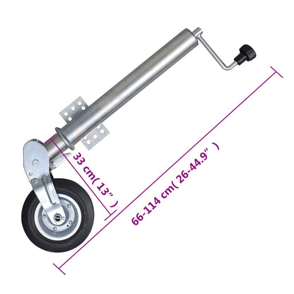 Trailer Jack Wheel 2.4" with 2 Support Tubes and 2 Split Clamps