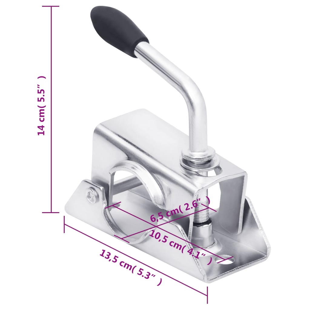 Trailer Jack Wheel 2.4" with 2 Support Tubes and 2 Split Clamps