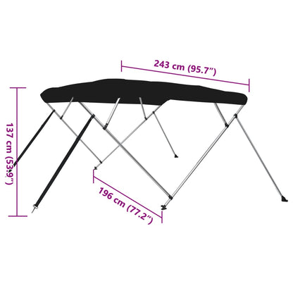 4-bow Bimini Top Black 95.7x77.2x53.9"
