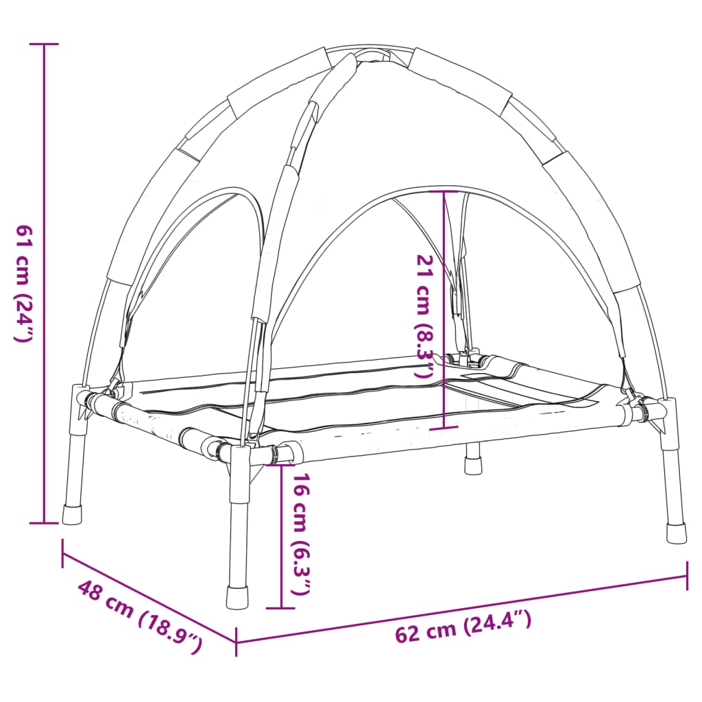 Dog Bed Anthracite 600D Oxford fabric and textilene Medium