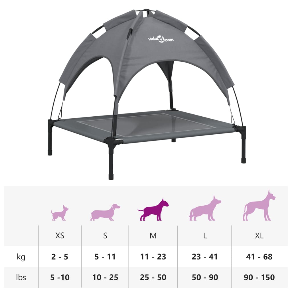 Dog Bed Anthracite 600D Oxford fabric, powder-coated steel, textilene