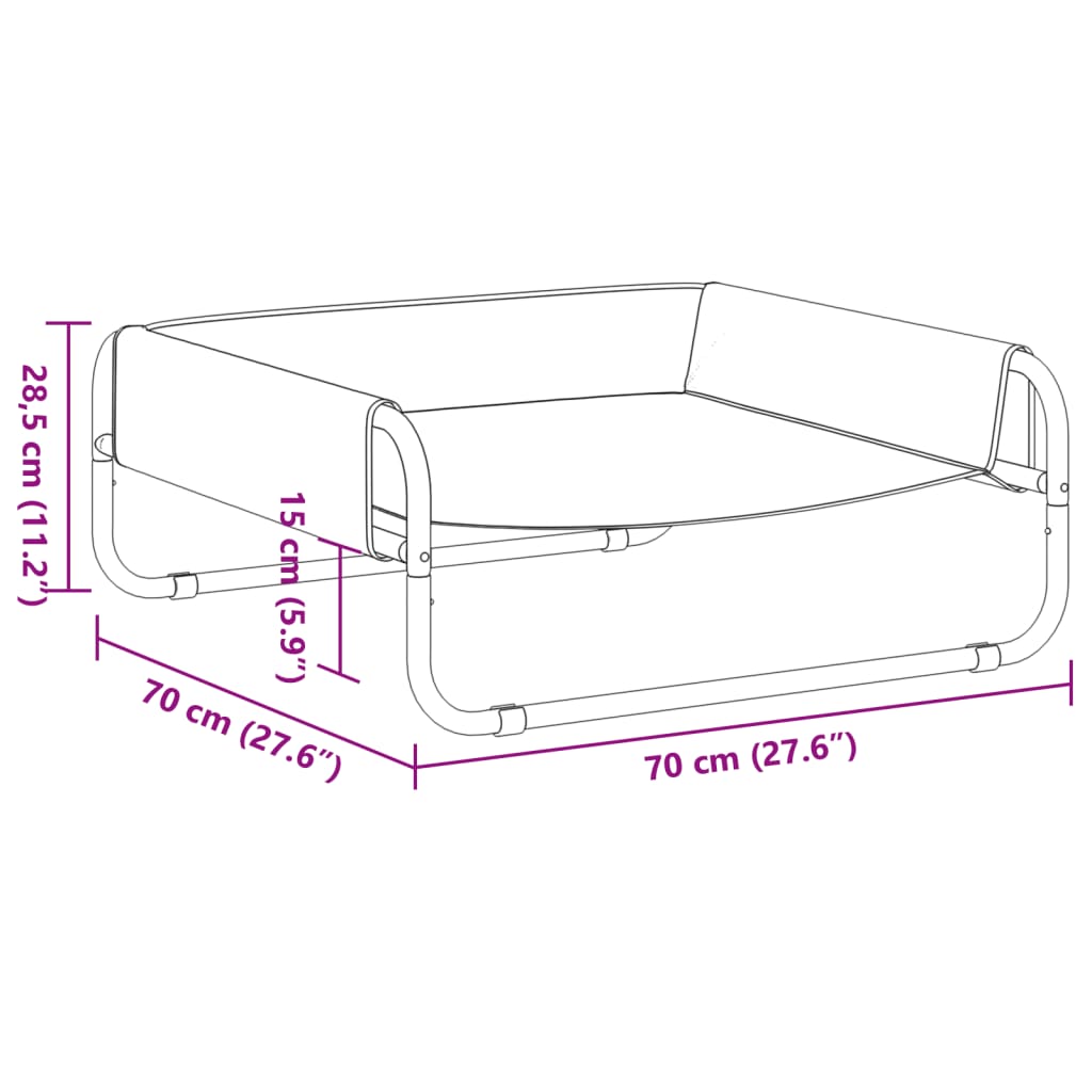 Elevated Dog Bed Anthracite 600D Oxford fabric, powder-coated steel