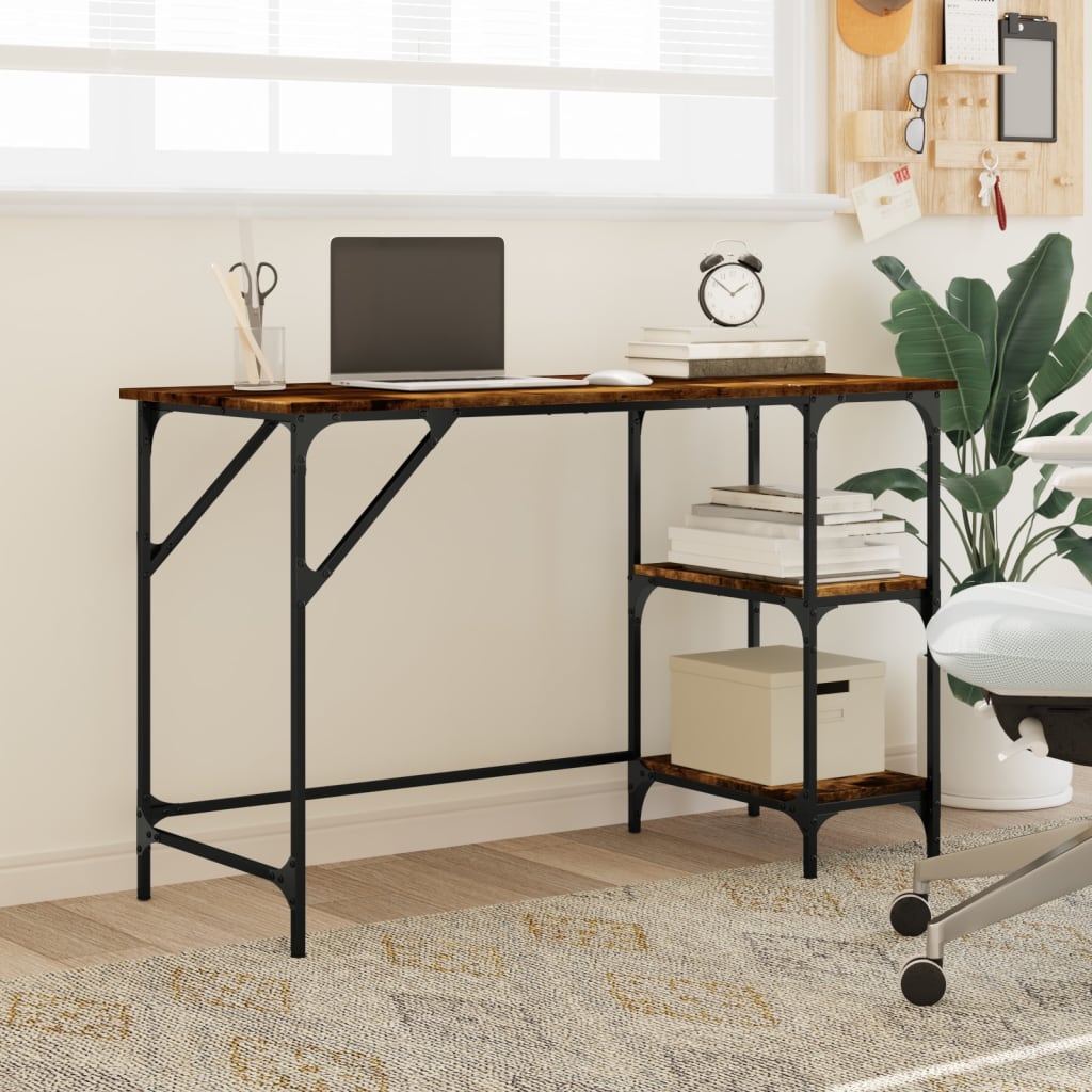 Desk Smoked Oak 47.2"x19.7"x29.5" Metal and Engineered Wood