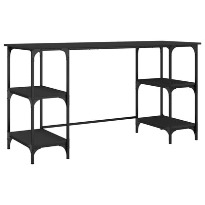Desk Black 55.1"x19.7"x29.5" Metal and Engineered Wood