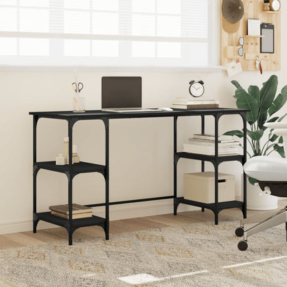 Desk Black 55.1"x19.7"x29.5" Metal and Engineered Wood