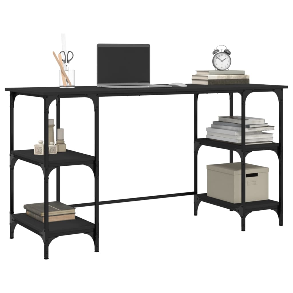 Desk Black 55.1"x19.7"x29.5" Metal and Engineered Wood