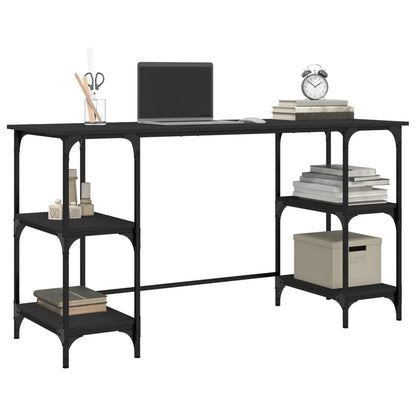 Desk Black 55.1"x19.7"x29.5" Metal and Engineered Wood