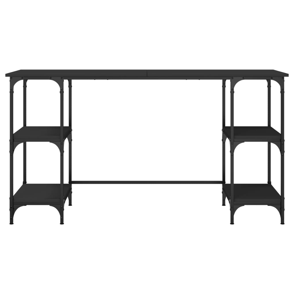 Desk Black 55.1"x19.7"x29.5" Metal and Engineered Wood