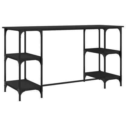 Desk Black 55.1"x19.7"x29.5" Metal and Engineered Wood