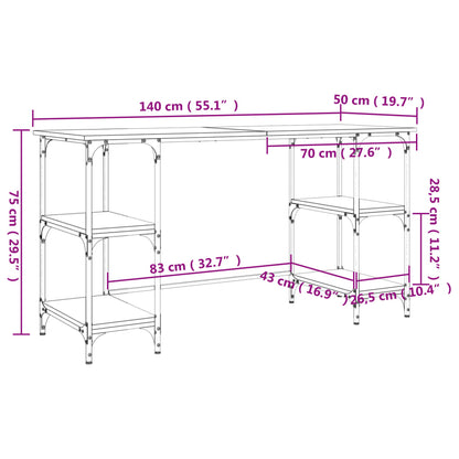 Desk Black 55.1"x19.7"x29.5" Metal and Engineered Wood