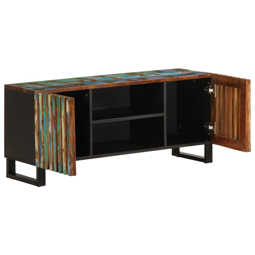 TV Cabinet Reclaimed Natural Wood Finish Solid Acacia Wood Medium