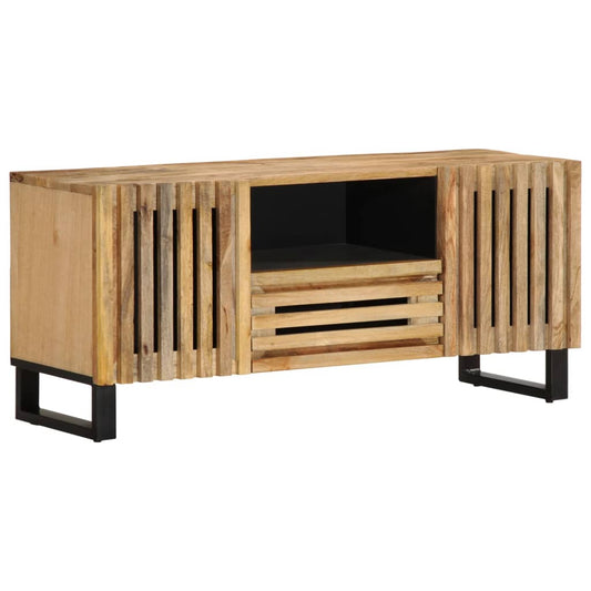 TV Cabinet Natural Mango Solid Rough Mango Wood, Steel Medium