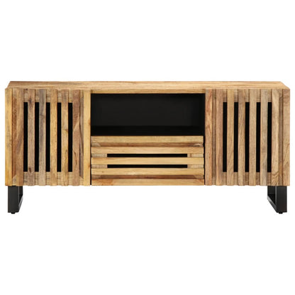 TV Cabinet Natural Mango Solid Rough Mango Wood, Steel Medium