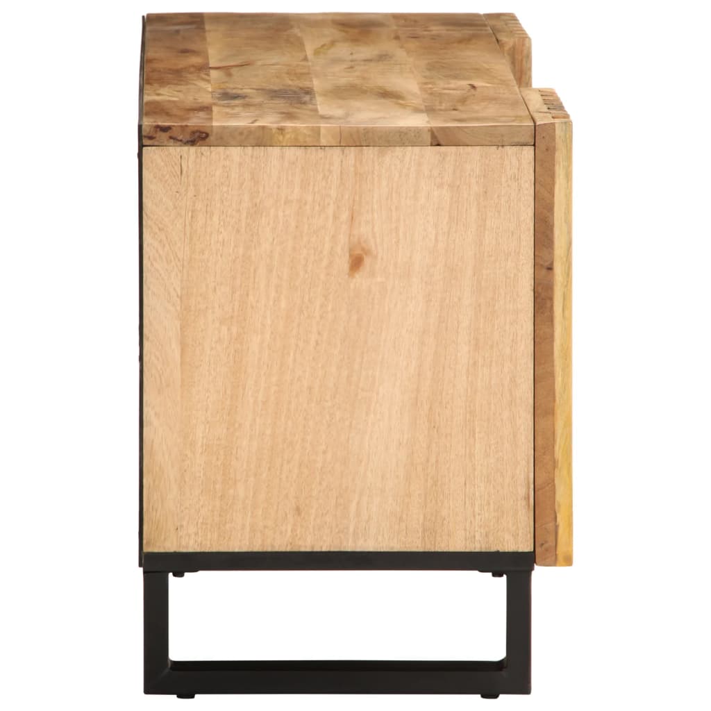 TV Cabinet Natural Mango Solid Rough Mango Wood, Steel Medium