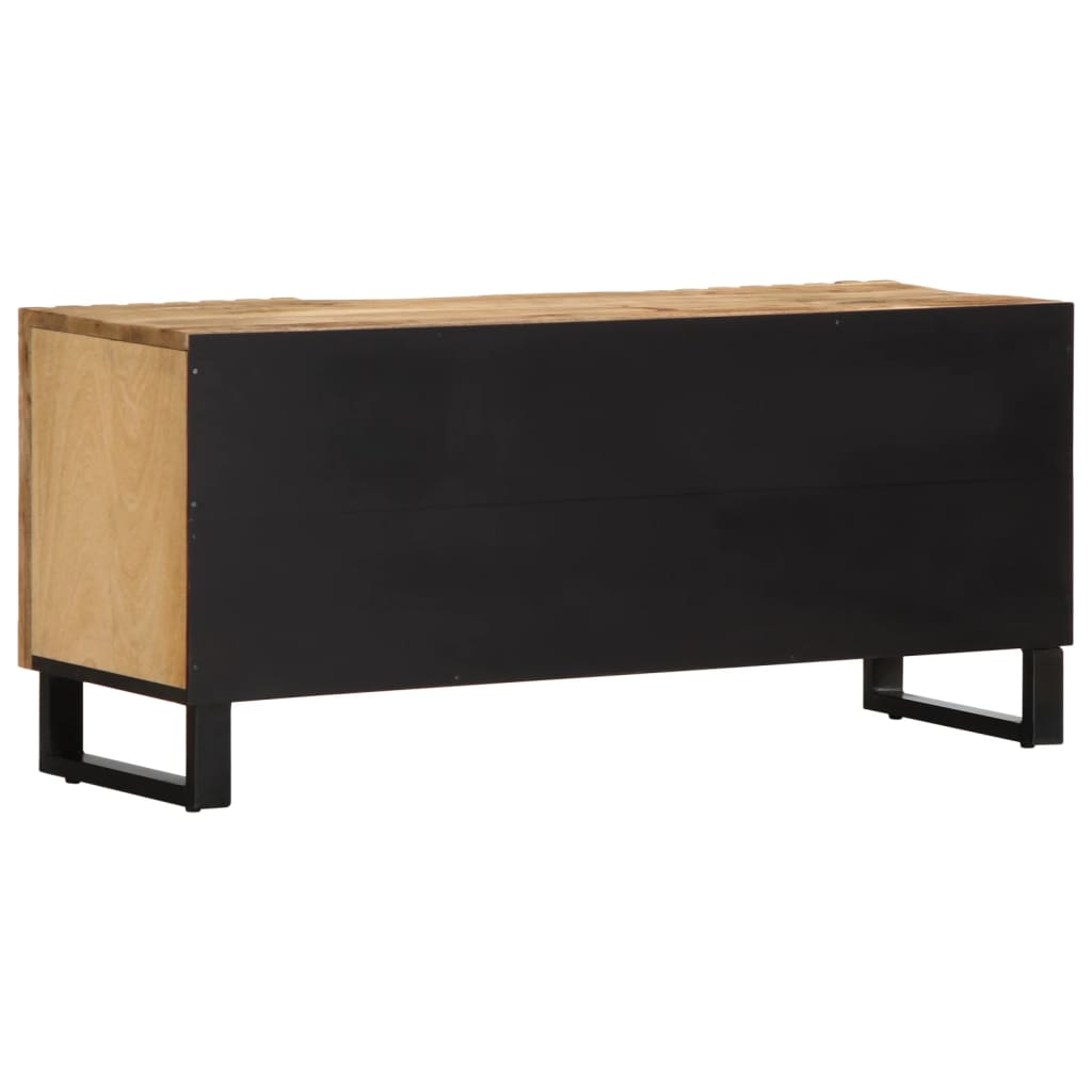 TV Cabinet Natural Mango Solid Rough Mango Wood, Steel Medium