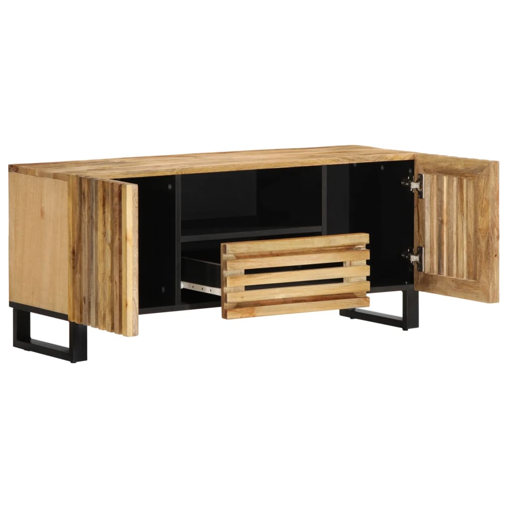 TV Cabinet Natural Mango Solid Rough Mango Wood, Steel Medium