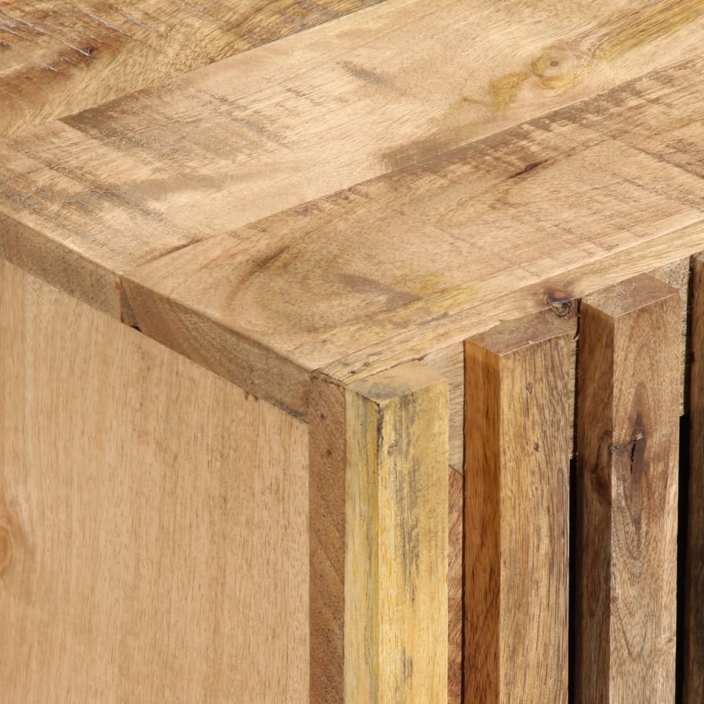 TV Cabinet Natural Mango Solid Rough Mango Wood, Steel Medium