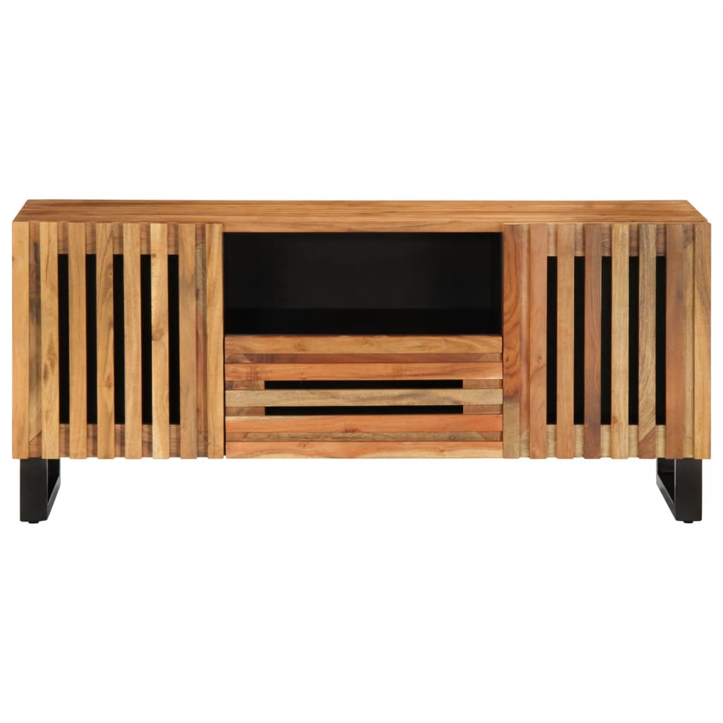 TV Cabinet Wooden and black steel Solid acacia wood, steel
