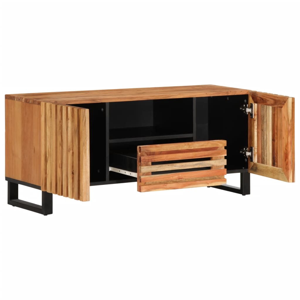 TV Cabinet Wooden and black steel Solid acacia wood, steel
