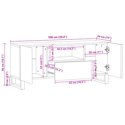 TV Cabinet Wooden and black steel Solid acacia wood, steel