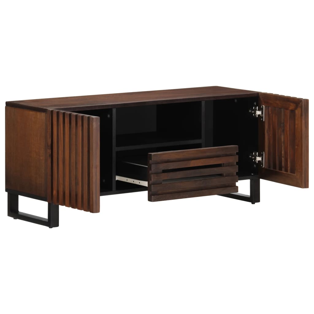 TV Cabinet Brown Solid mango wood, steel Medium TV Cabinet