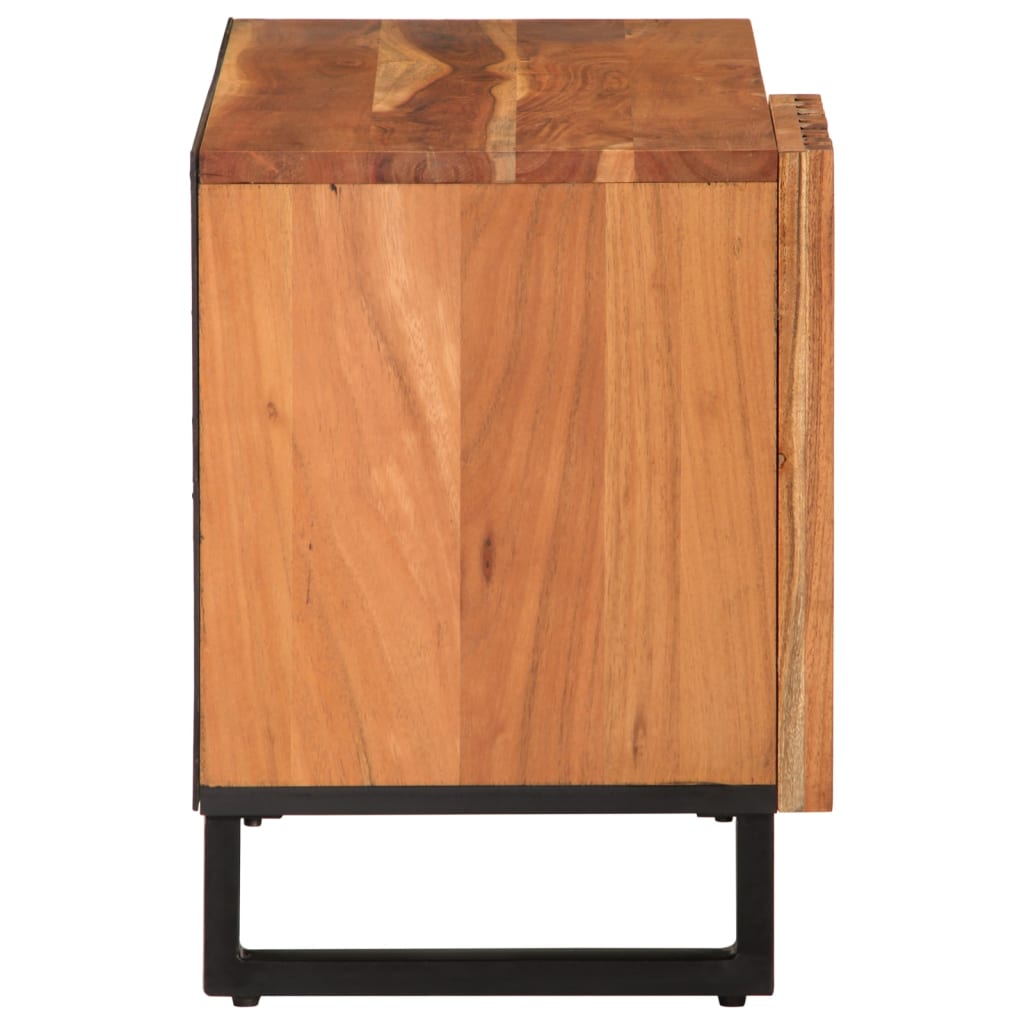 TV Cabinet Natural Wood and Black Solid Acacia Wood and Steel