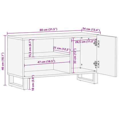 TV Cabinet Natural Wood and Black Solid Acacia Wood and Steel