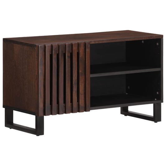 TV Cabinet Brown Solid Mango Wood, Steel Medium TV Cabinet