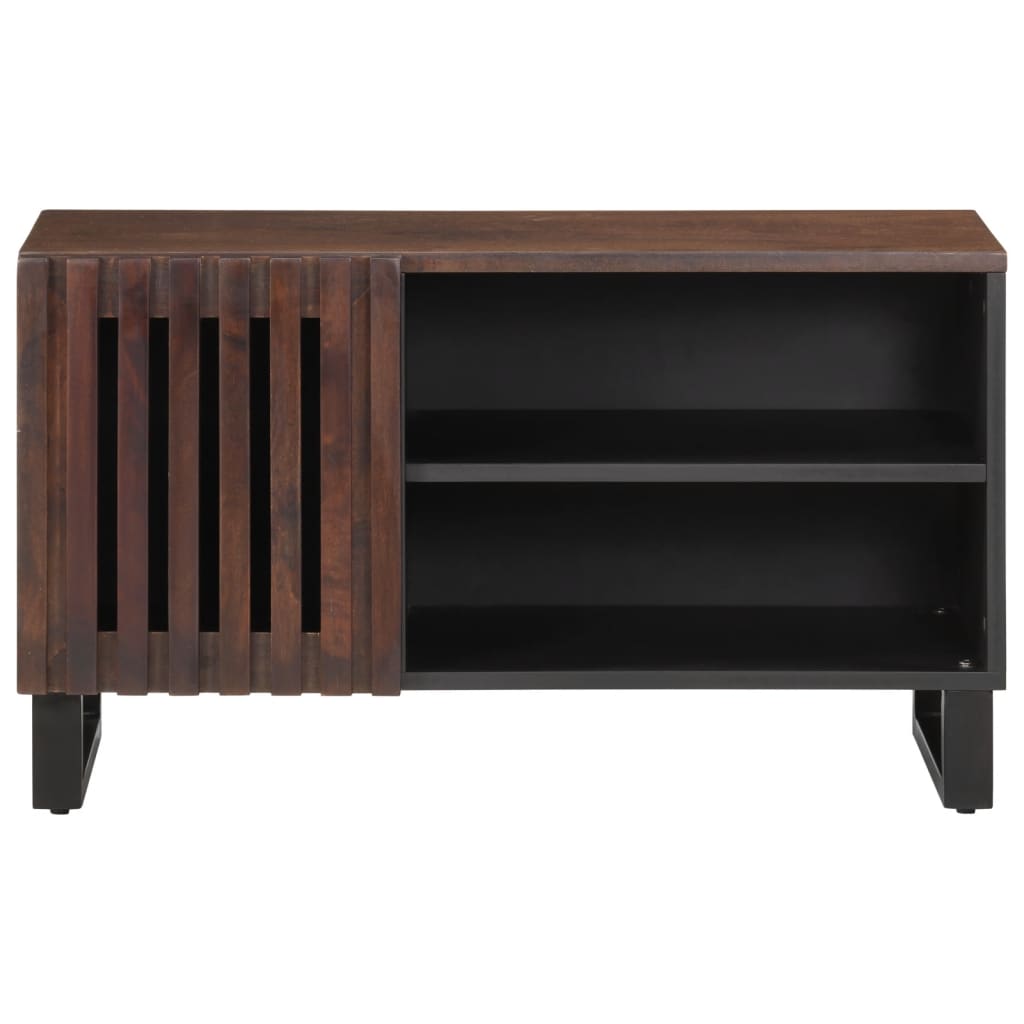TV Cabinet Brown Solid Mango Wood, Steel Medium TV Cabinet