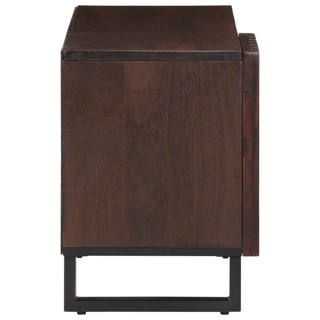 TV Cabinet Brown Solid Mango Wood, Steel Medium TV Cabinet