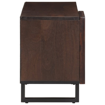 TV Cabinet Brown Solid Mango Wood, Steel Medium TV Cabinet