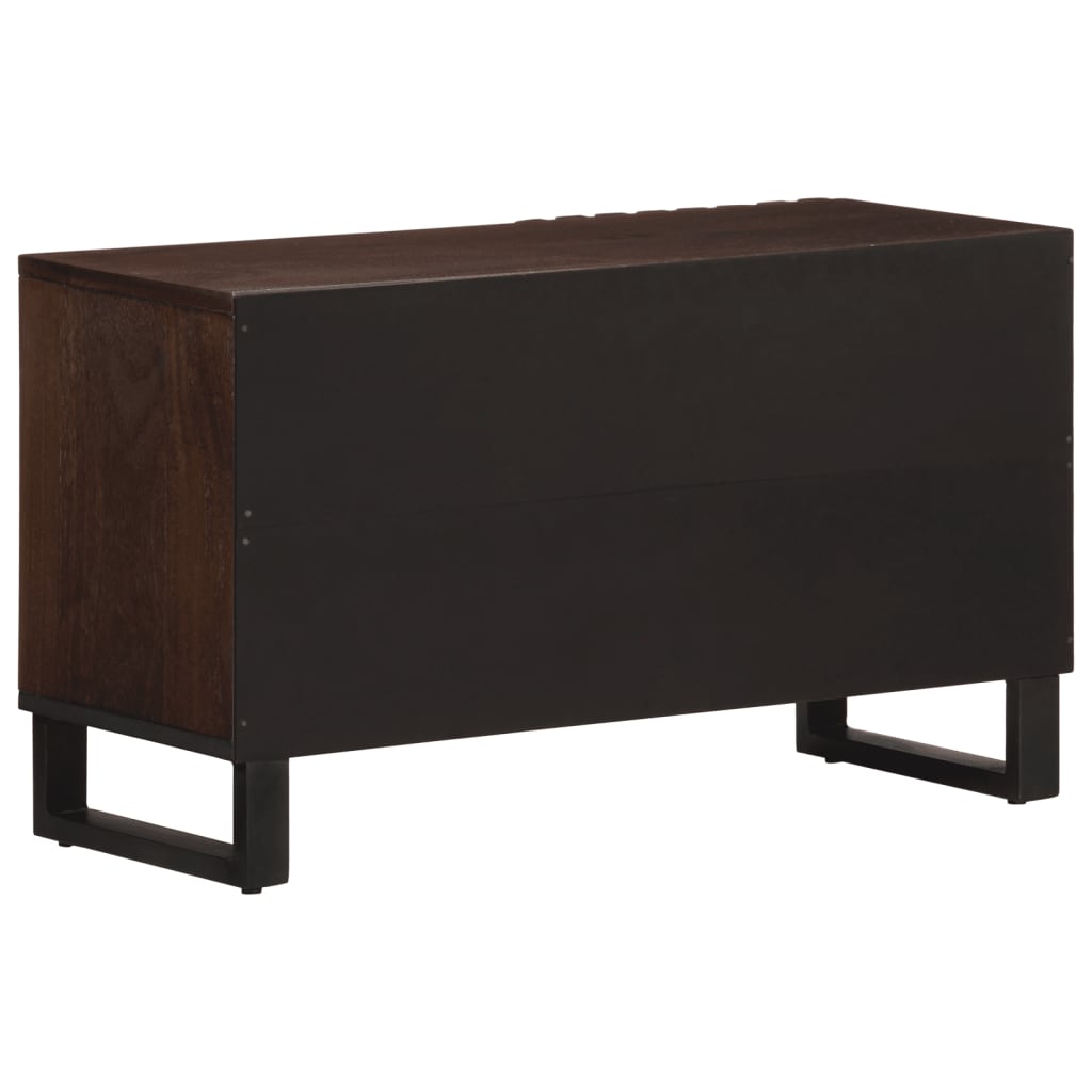 TV Cabinet Brown Solid Mango Wood, Steel Medium TV Cabinet
