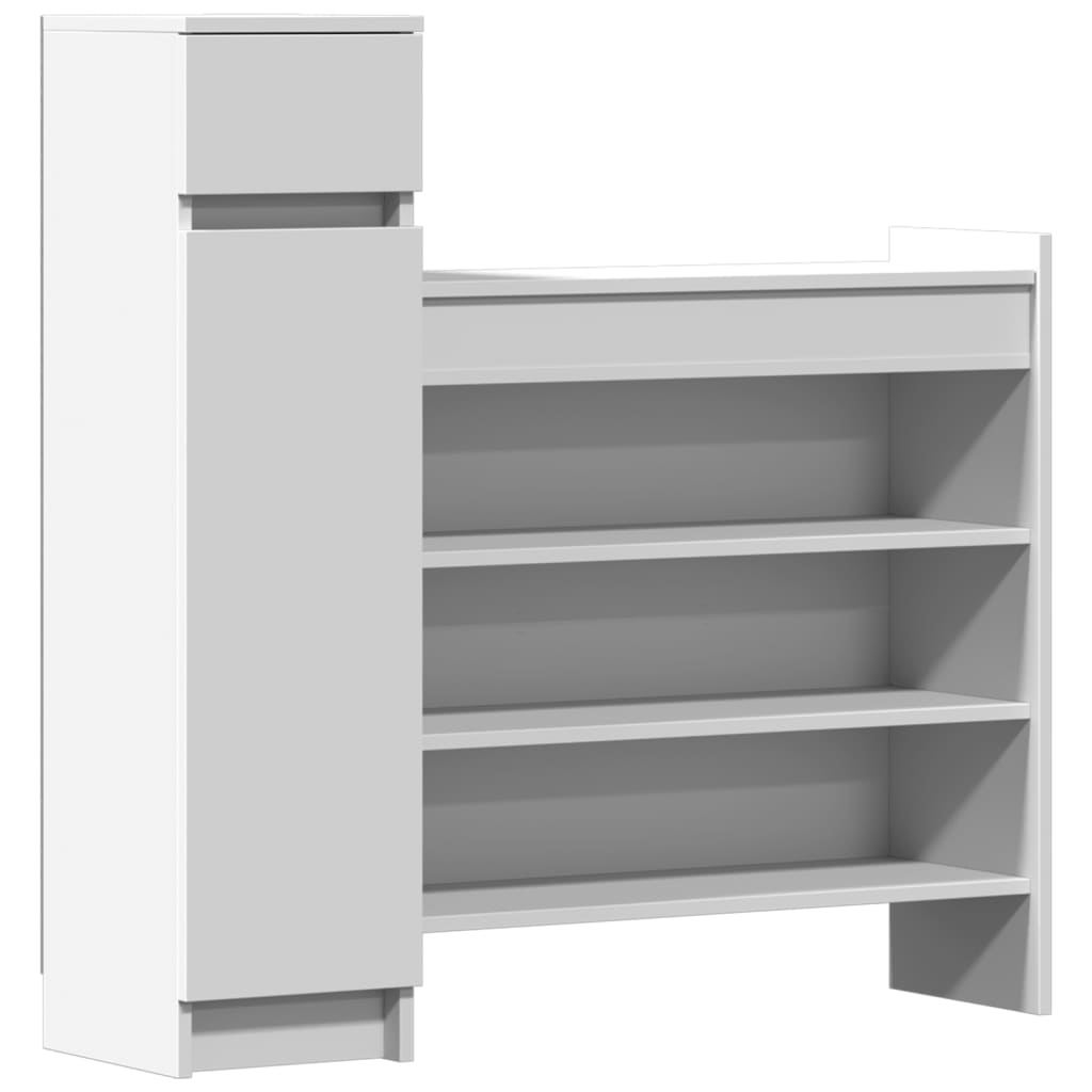 Shoe Cabinet White 39.6"x11"x39.4" Engineered Wood