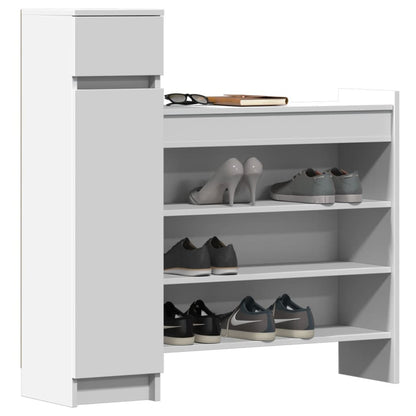 Shoe Cabinet White 39.6"x11"x39.4" Engineered Wood