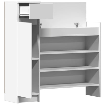Shoe Cabinet White 39.6"x11"x39.4" Engineered Wood