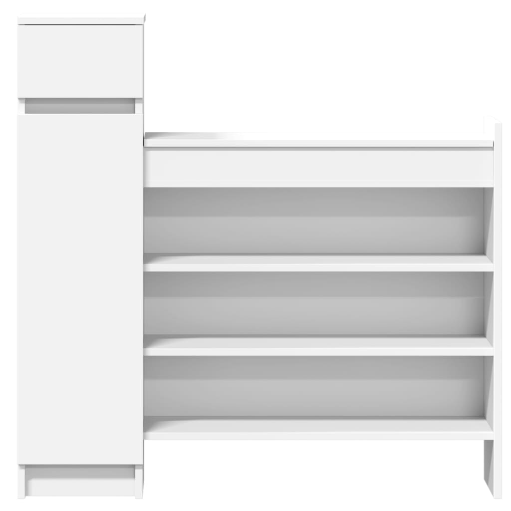 Shoe Cabinet White 39.6"x11"x39.4" Engineered Wood
