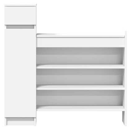 Shoe Cabinet White 39.6"x11"x39.4" Engineered Wood
