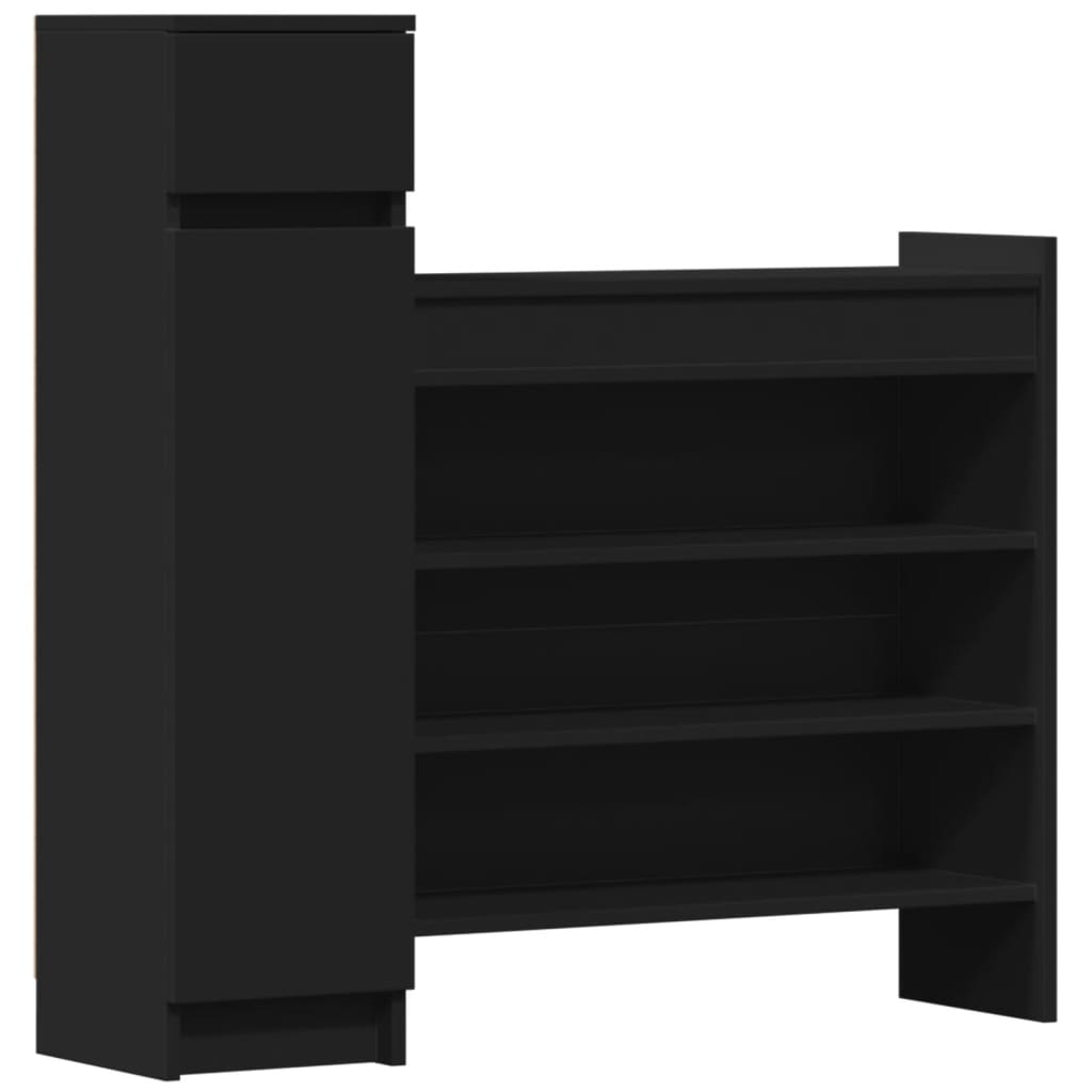 Shoe Cabinet Black 39.6"x11"x39.4" Engineered Wood