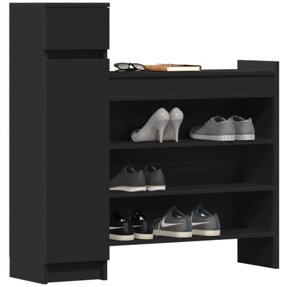 Shoe Cabinet Black 39.6"x11"x39.4" Engineered Wood