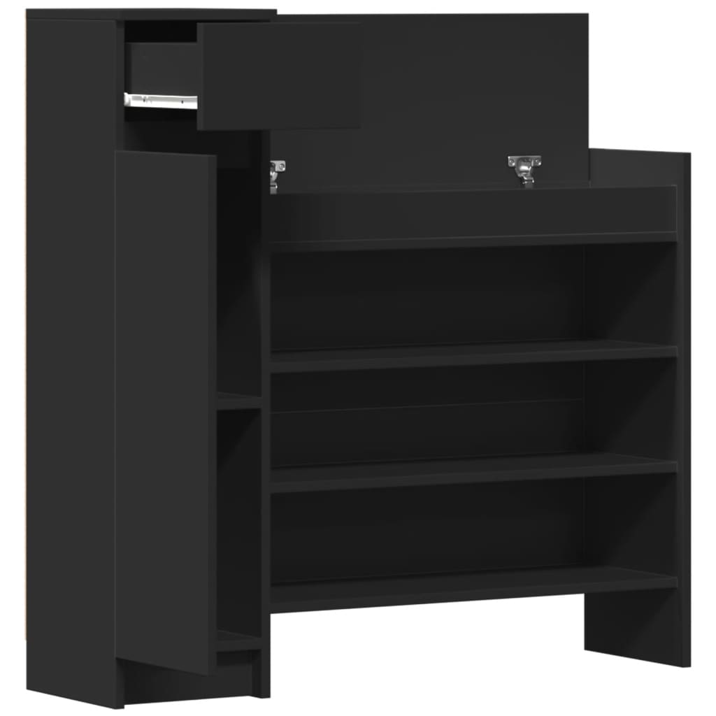 Shoe Cabinet Black 39.6"x11"x39.4" Engineered Wood