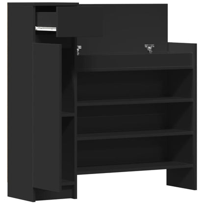 Shoe Cabinet Black 39.6"x11"x39.4" Engineered Wood