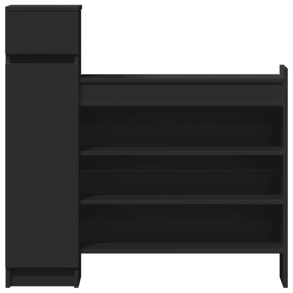 Shoe Cabinet Black 39.6"x11"x39.4" Engineered Wood