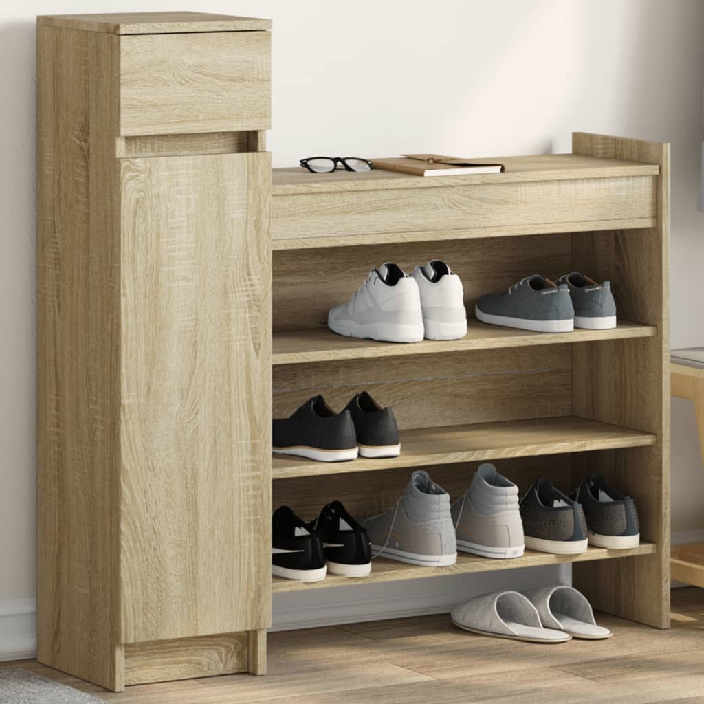 Shoe Cabinet Sonoma Oak 39.6"x11"x39.4" Engineered Wood