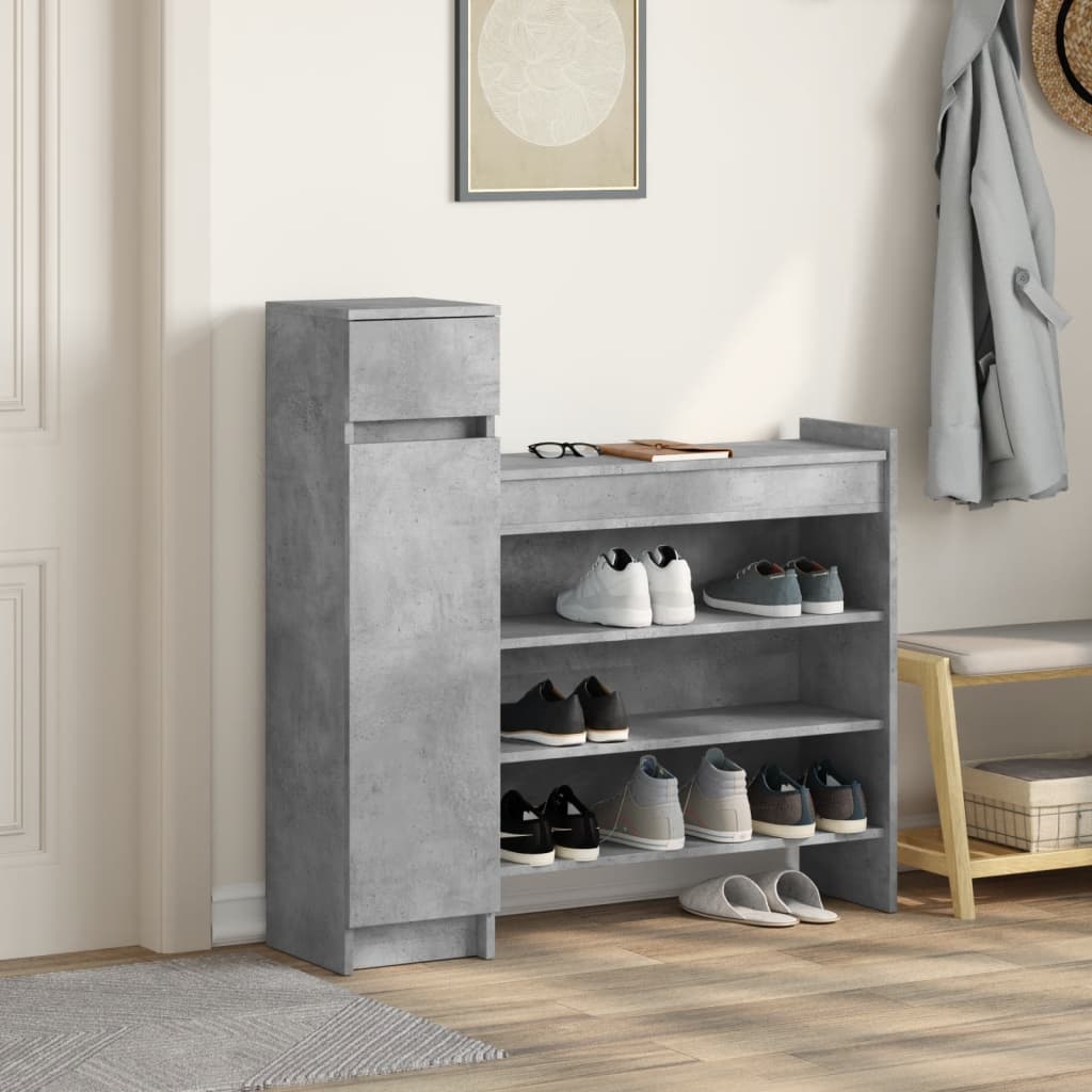 Shoe Cabinet Concrete Gray 39.6"x11"x39.4" Engineered Wood