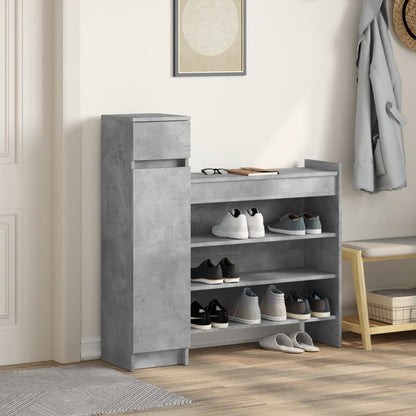Shoe Cabinet Concrete Gray 39.6"x11"x39.4" Engineered Wood