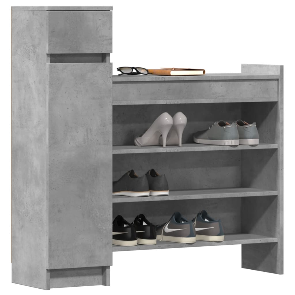 Shoe Cabinet Concrete Gray 39.6"x11"x39.4" Engineered Wood