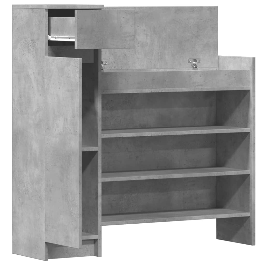 Shoe Cabinet Concrete Gray 39.6"x11"x39.4" Engineered Wood