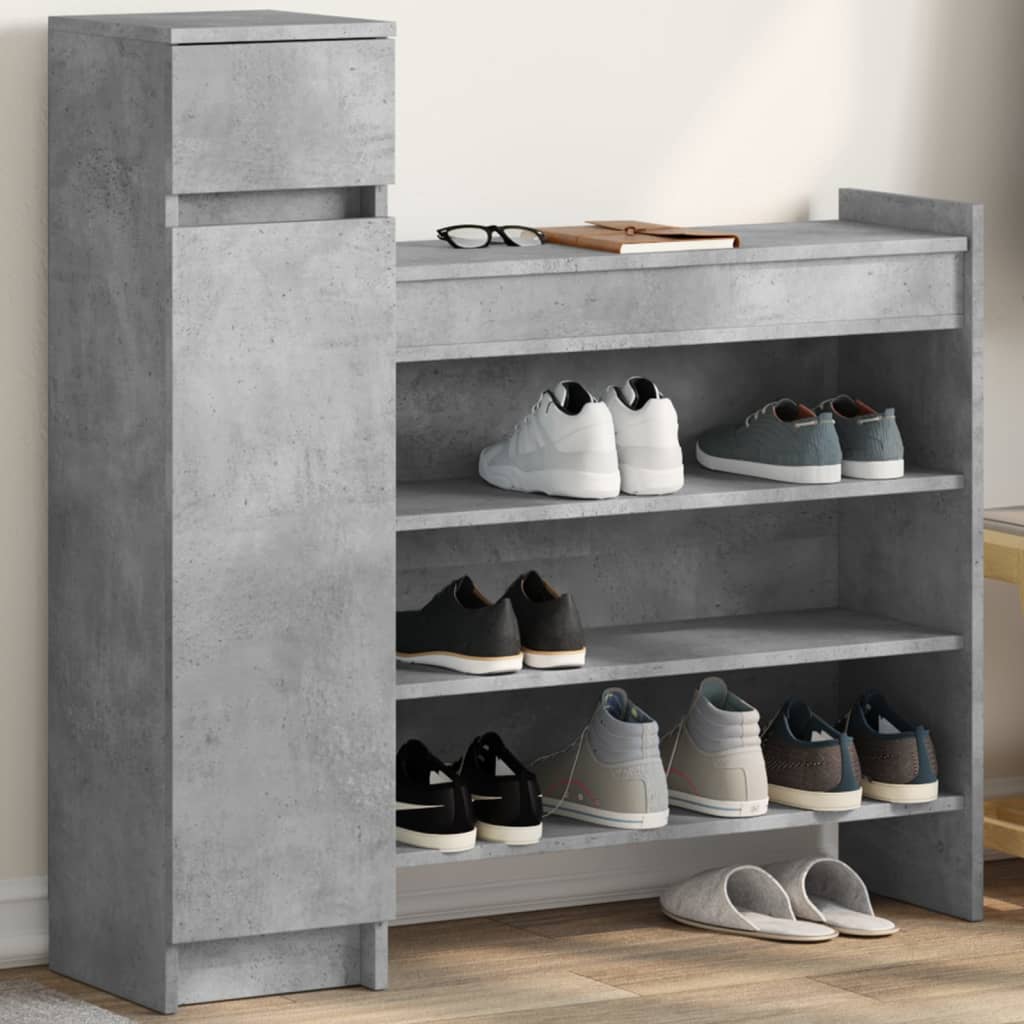 Shoe Cabinet Concrete Gray 39.6"x11"x39.4" Engineered Wood